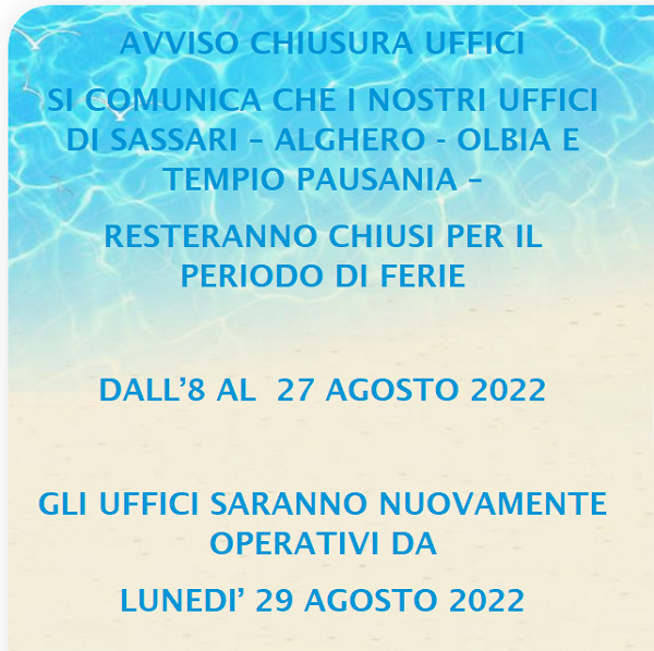 CHIUSURA UFFICI ESTATE 2022 2